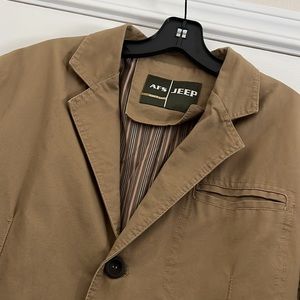 Men’s Military Button Blazer Sport Outwear Tan Jacket by AFS Jeep Size Medium